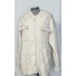 Anthropologie Shirt Jacket Medium Shacket Zig Zag Button Down Oatmeal Color